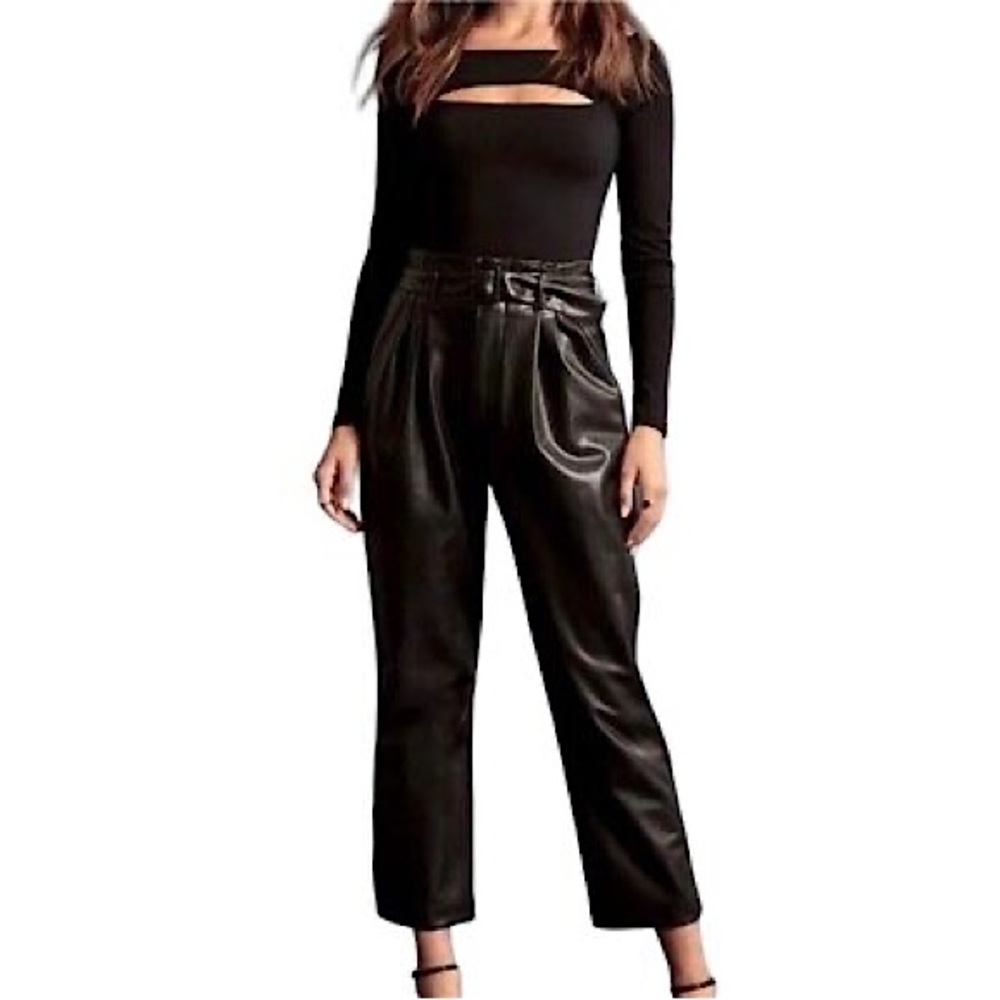 Abercrombie and Fitch Faux Leather Ankle Pants, Paper Bag Waist